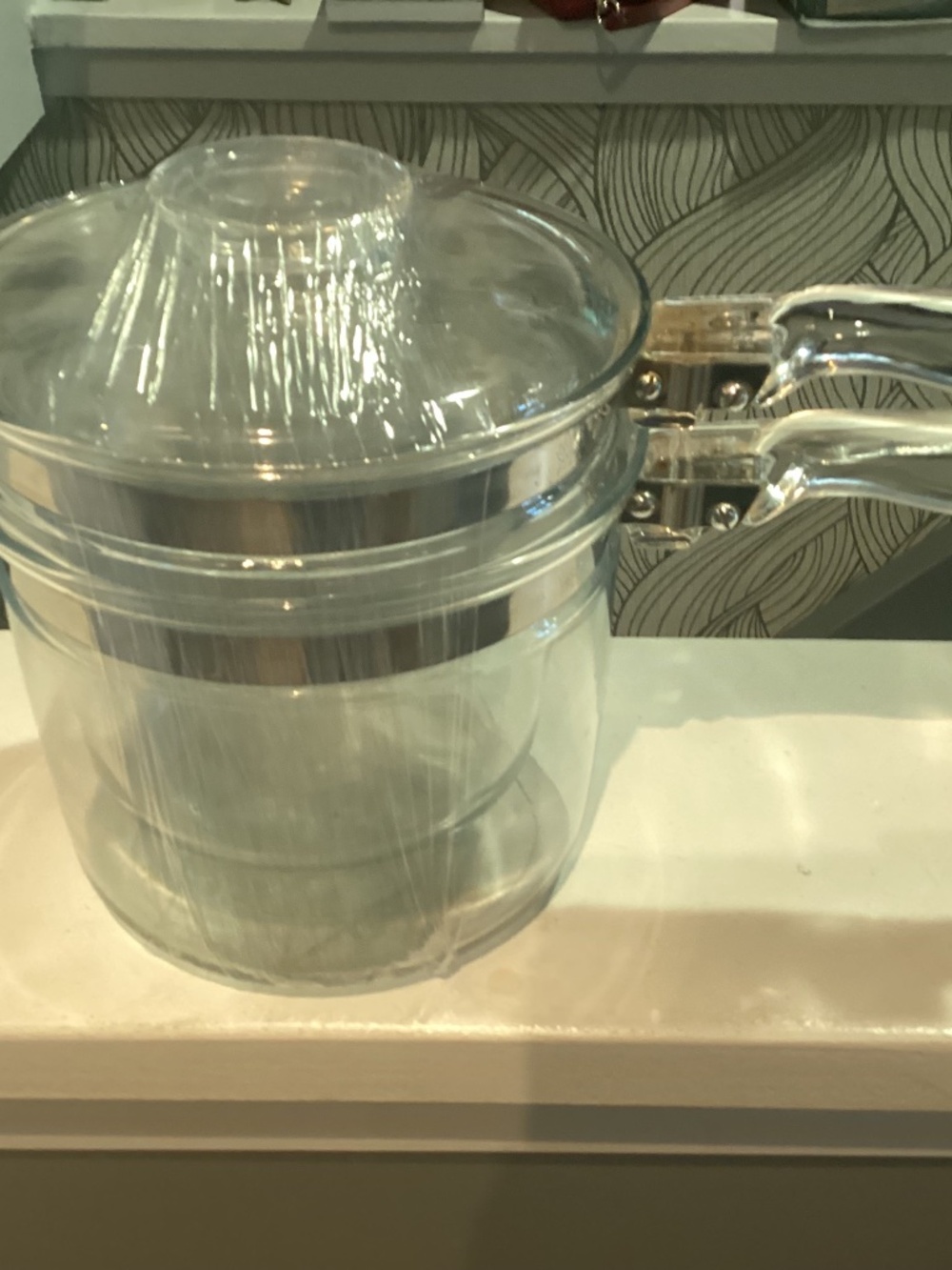 PYREX GLASS DOUBLE BOILER COOKING POT. VINTAGE. MINT CONDITION